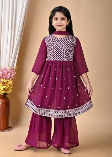 Purple Sharara Set